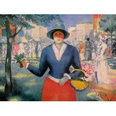 Печать на холсте картины "Цветочница"