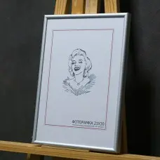 Алюминиевая фоторамка со стеклом (цвет серебро, арт.611-02), формат А4 