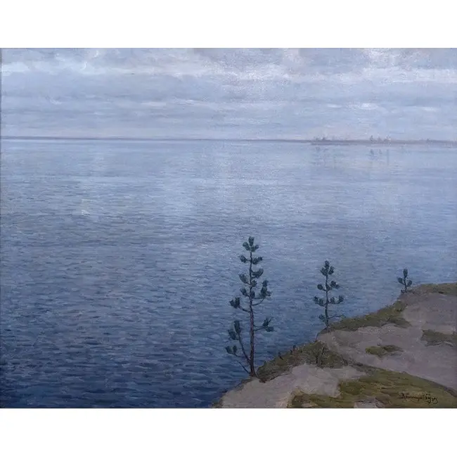 Печать на холсте картины "Час тишины. Озеро Удомля", автор: Витольд Каэтанович Бялыницкий-Бируля