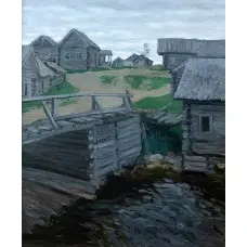 Печать на холсте картины "У мельницы"