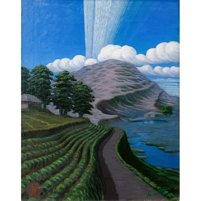 Печать на холсте картины Язепа Дроздовича "Пейзаж под кольцами планеты Сатурн (Saturland)"